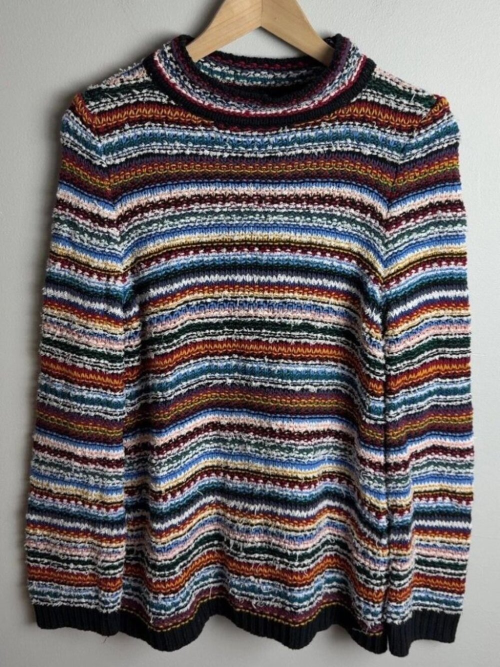 LOFT Multi-Colored Striped Mock Neck Knit Sweater Size Medium Unique Women’s